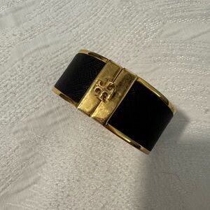 Tory Burch Black and Gold Cuff Bracelet